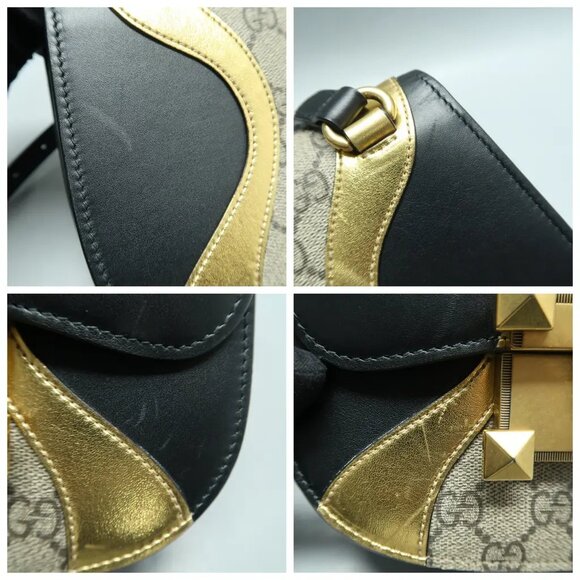 GUCCI Osiride Brown&Black Canvas&Leather Shoulder Bag 878-061825 - Picture 7 of 12